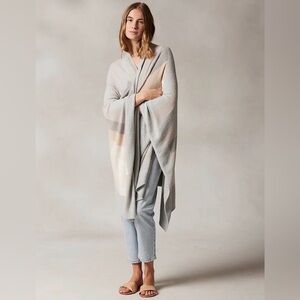 Kashwere travel poncho Kash Ease OSFA grey stripe cozy comfy cashmere